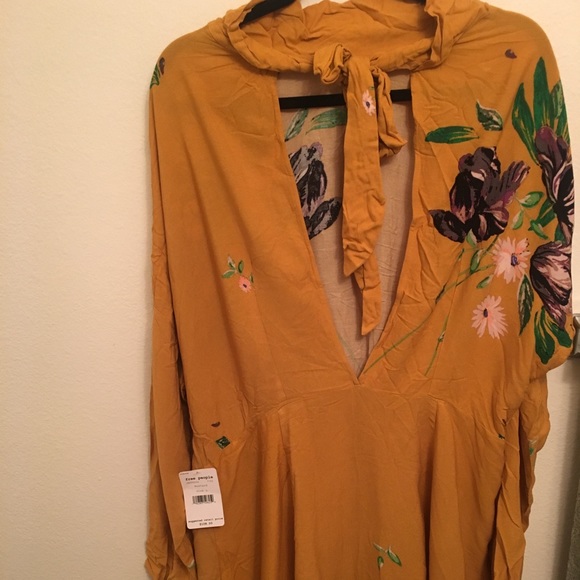 Free People Tunic Dress Mustard Yellow Size L - Picture 3 of 3